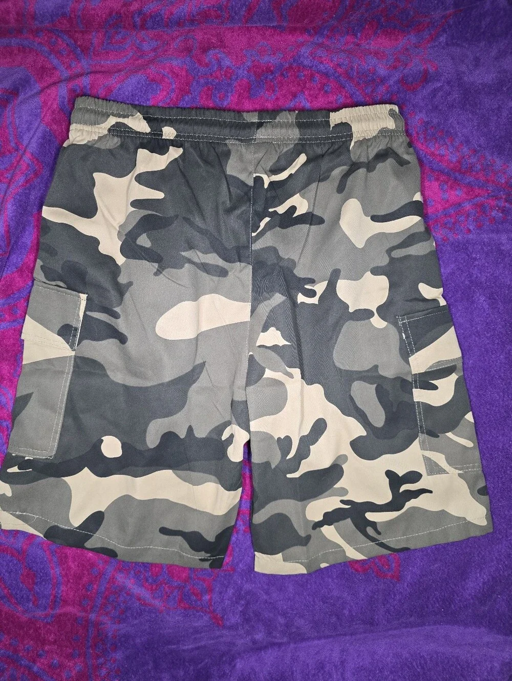NWOT HKS by Boris-Lightweight Cargo Shorts-Mens MEDIUM-Army Green/Black/Tan Camo